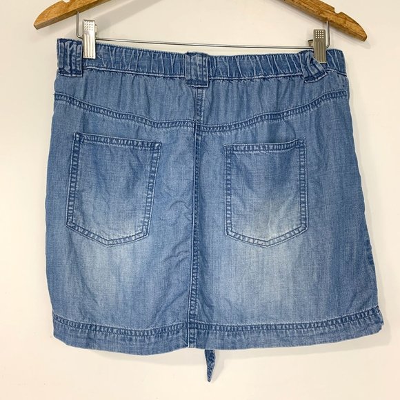 CLOTH & STONE‎ Chambray Denim Belted Mini Skirt Sz S - Picture 3 of 6